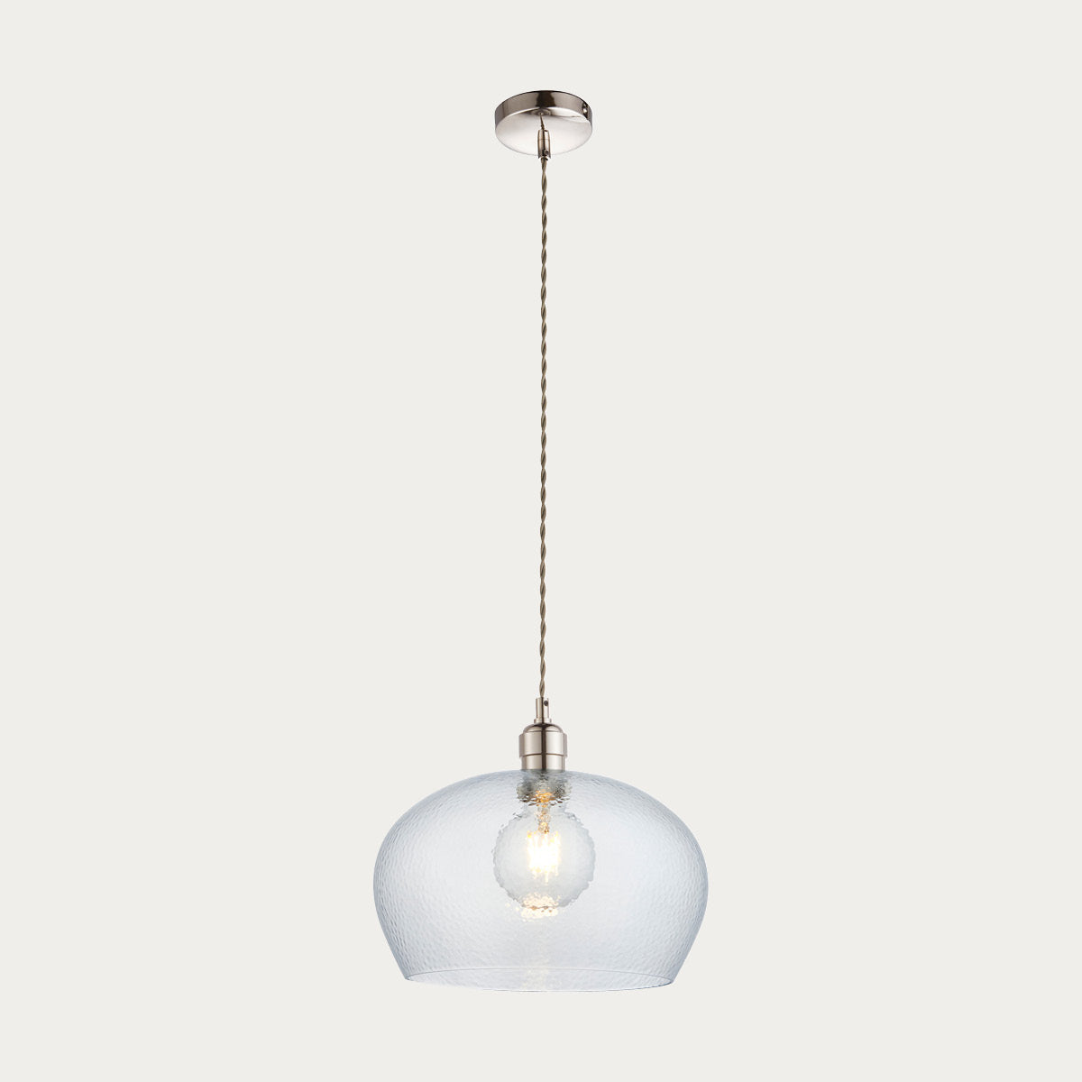 Bright nickel plate & hammered glass Wide