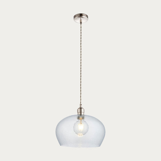 Bright nickel plate & hammered glass Wide
