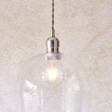 Bright nickel plate & hammered glass Large