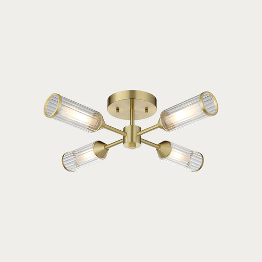 Juliette Semi Flush Glass Light in Brushed Brass