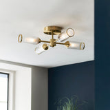 Juliette Semi Flush Glass Light in Brushed Brass