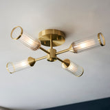 Juliette Semi Flush Glass Light in Brushed Brass