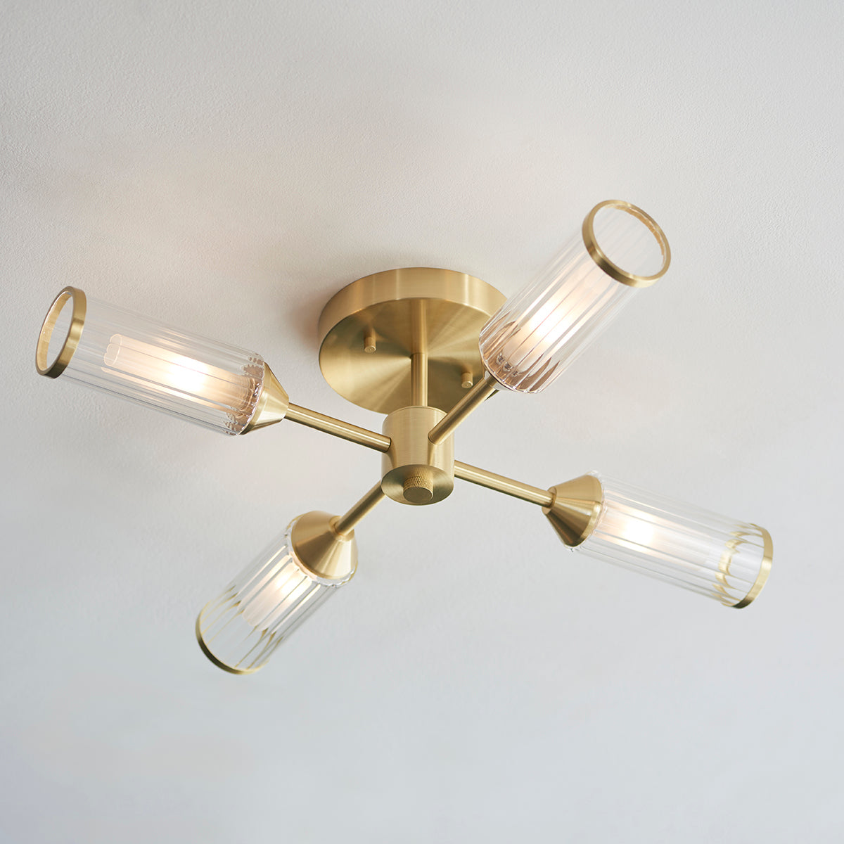 Juliette Semi Flush Glass Light in Brushed Brass