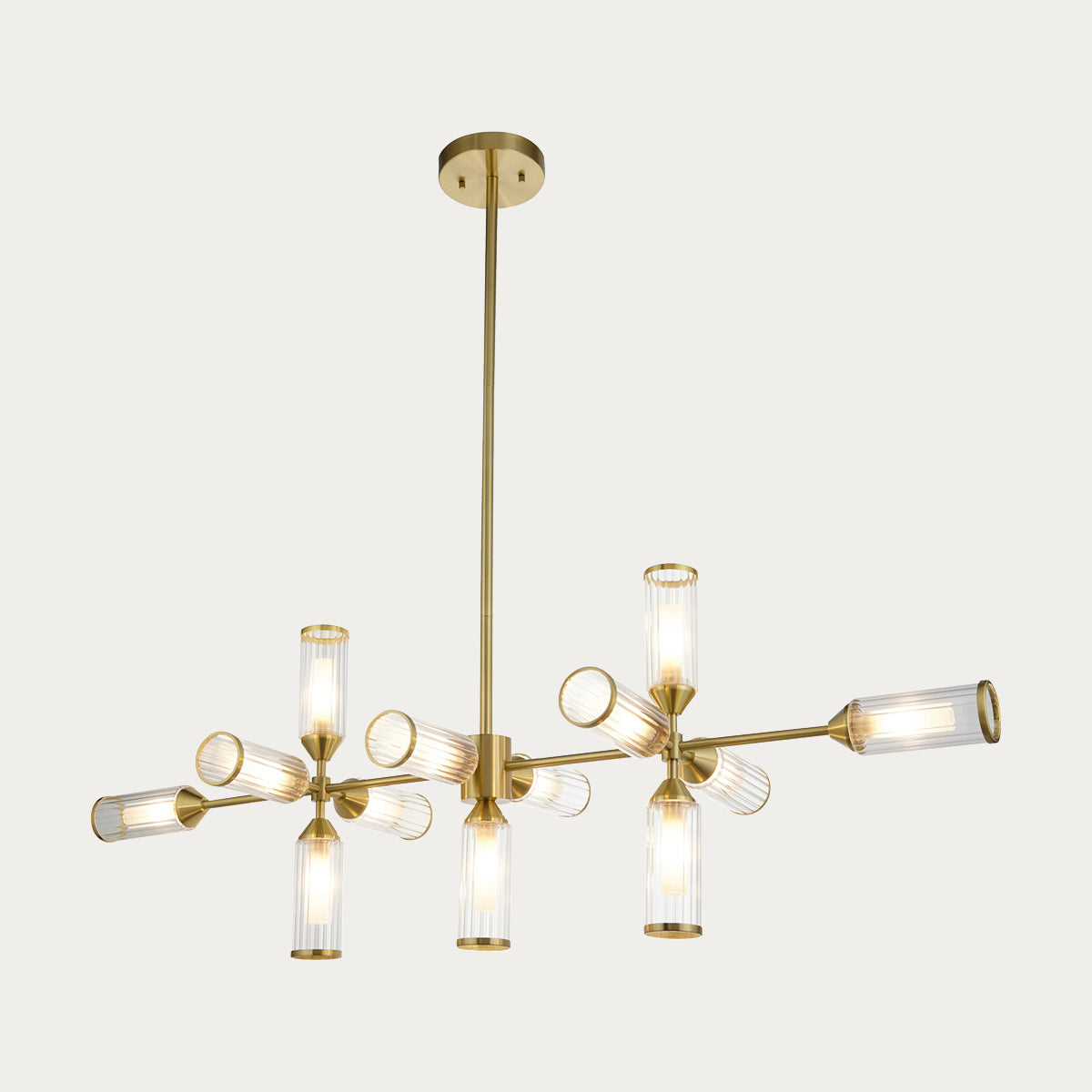 Juliette Extra Large Linear Glass Pendant in Brushed Brass
