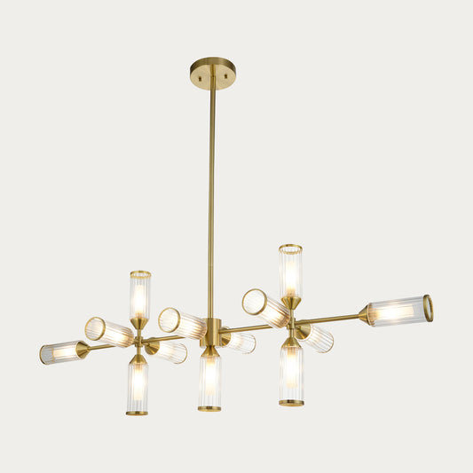Juliette Extra Large Linear Glass Pendant in Brushed Brass