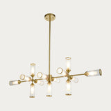 Juliette Extra Large Linear Glass Pendant in Brushed Brass