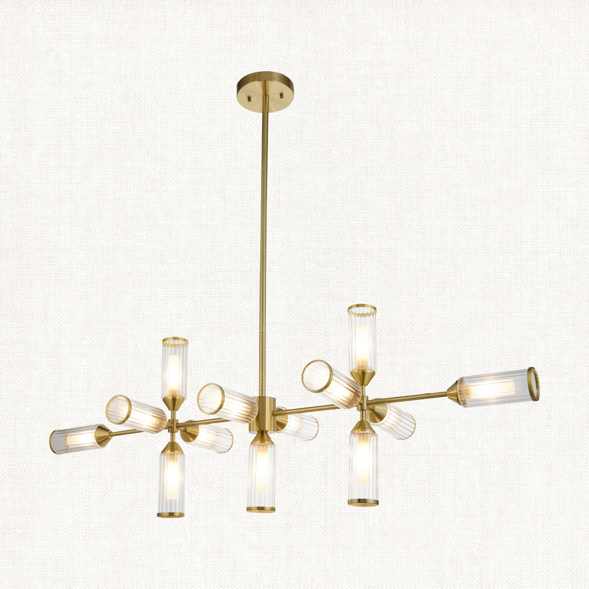 Juliette Extra Large Linear Glass Pendant in Brushed Brass