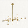Juliette Extra Large Linear Glass Pendant in Brushed Brass