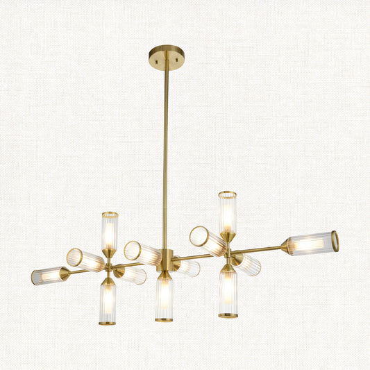 Juliette Extra Large Linear Glass Pendant in Brushed Brass