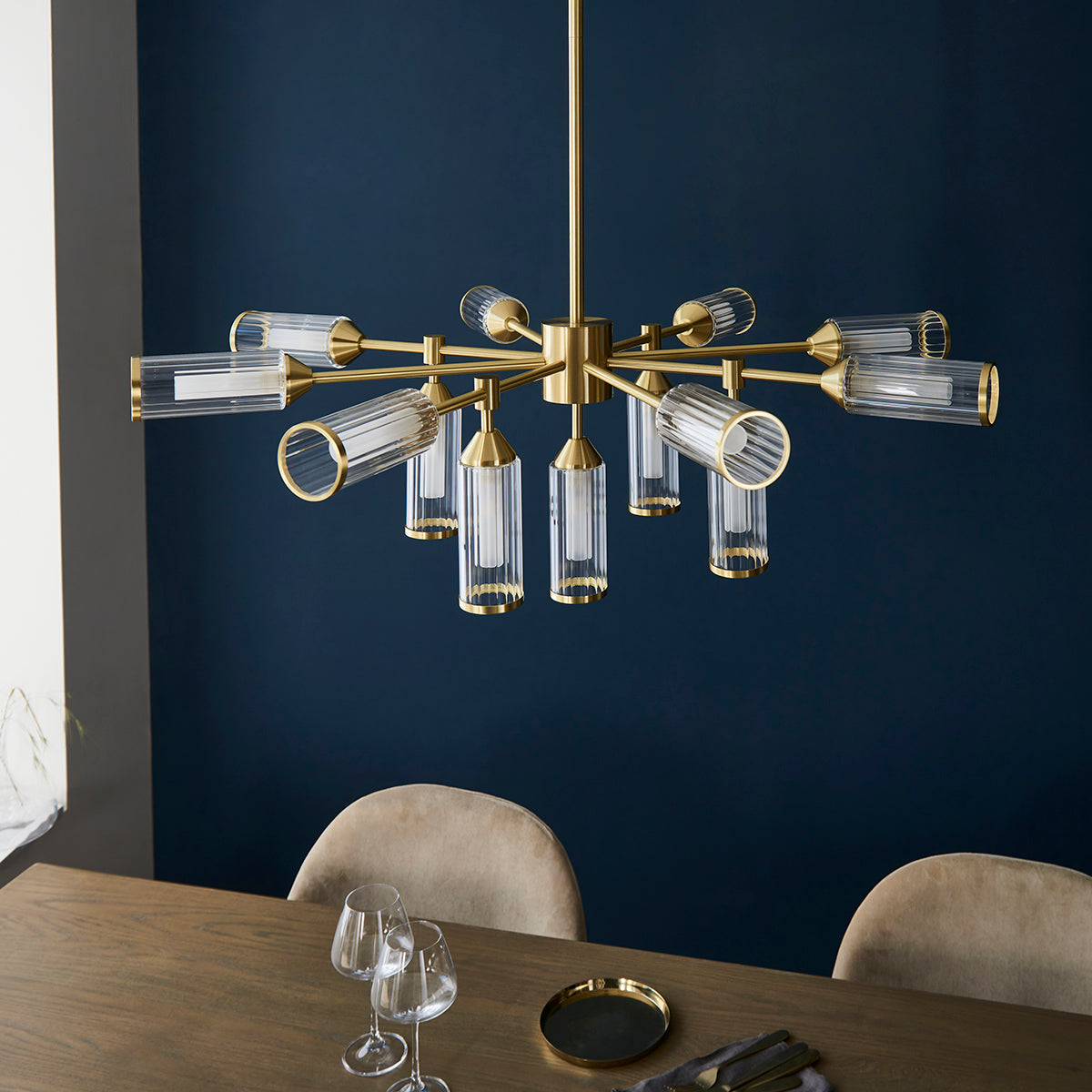 Juliette Extra Large Glass Pendant in Brushed Brass