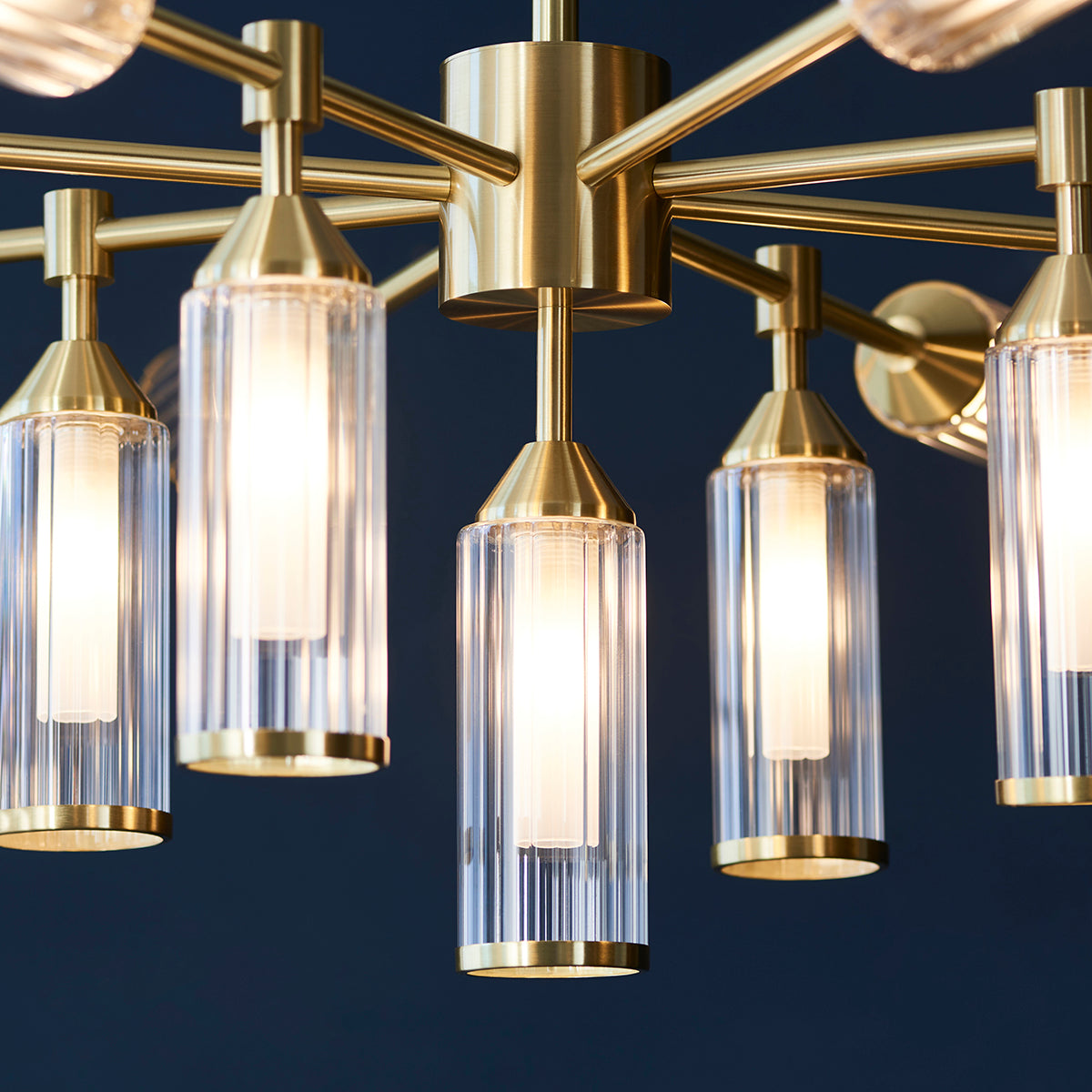 Juliette Extra Large Glass Pendant in Brushed Brass