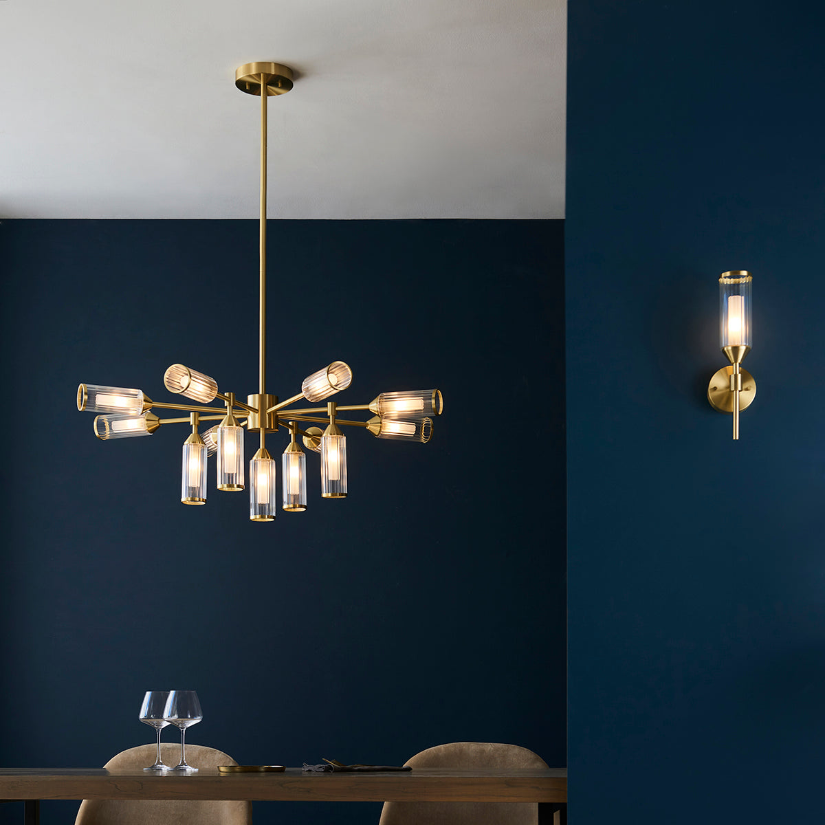 Juliette Glass Wall Light in Brushed Brass
