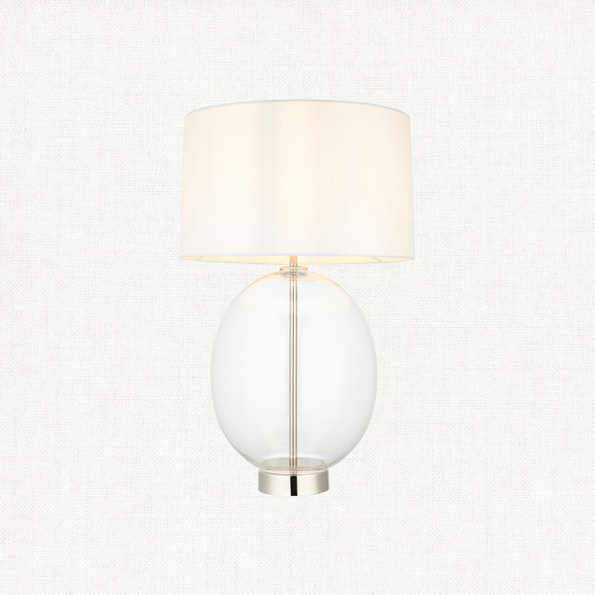 Bright nickel plate with vintage white fabric