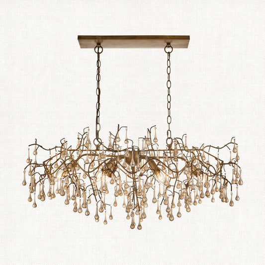 Florence Linear Hanging Chandelier in Gold