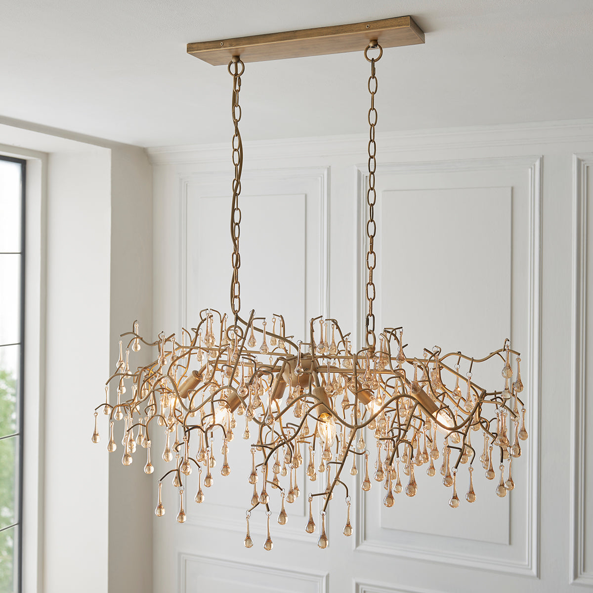 Florence Linear Hanging Chandelier in Gold