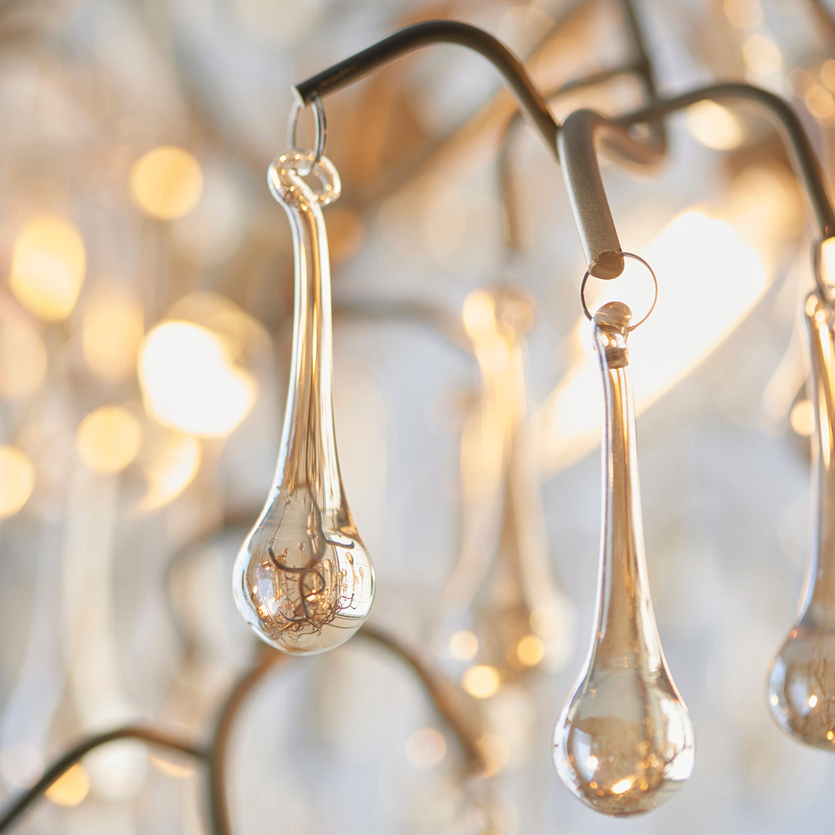 Florence Linear Hanging Chandelier in Gold