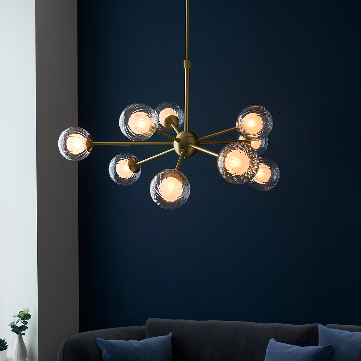 Ariella Frosted Glass Pendant in Satin Brass