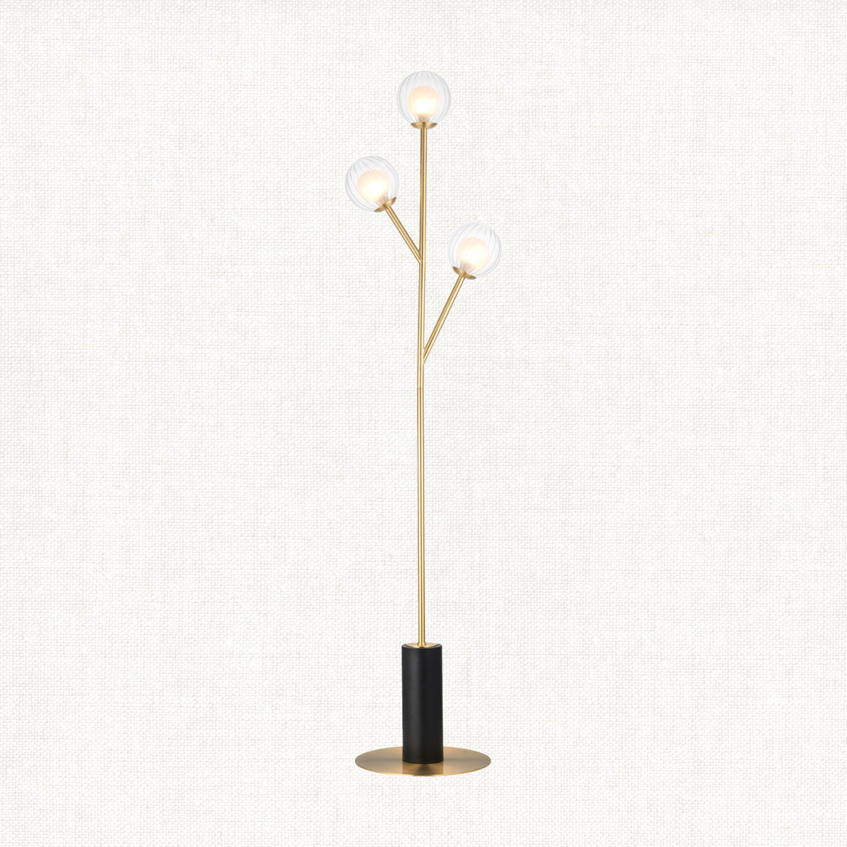Ariella Frosted Glass Floor Light in Satin Brass