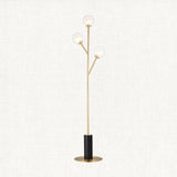 Ariella Frosted Glass Floor Light in Satin Brass