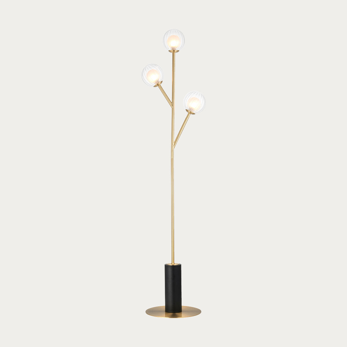 Ariella Frosted Glass Floor Light in Satin Brass