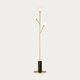 Ariella Frosted Glass Floor Light in Satin Brass