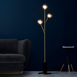 Ariella Frosted Glass Floor Light in Satin Brass