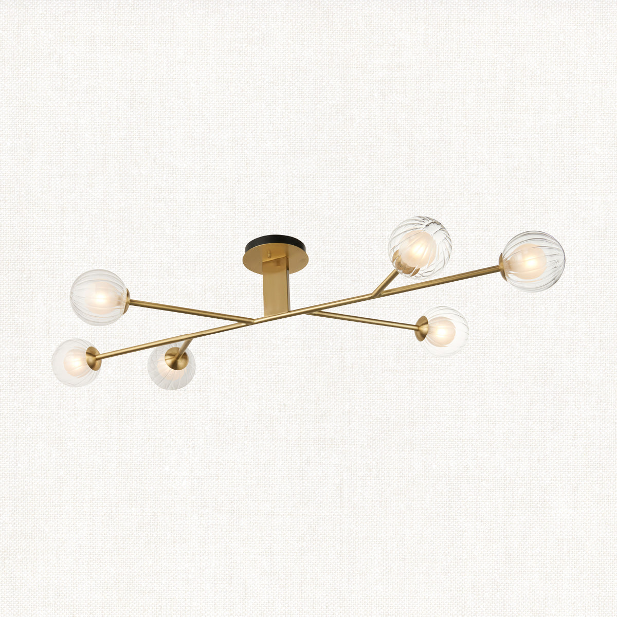 Ariella Frosted Glass Semi Flush Light in Satin Brass