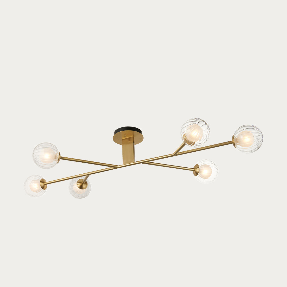 Ariella Frosted Glass Semi Flush Light in Satin Brass