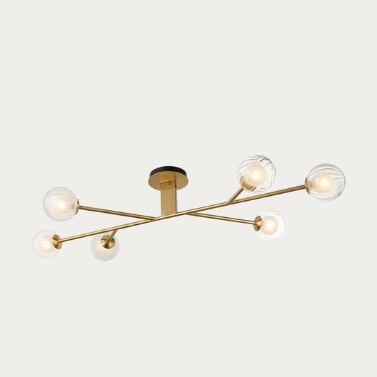 Ariella Frosted Glass Semi Flush Light in Satin Brass