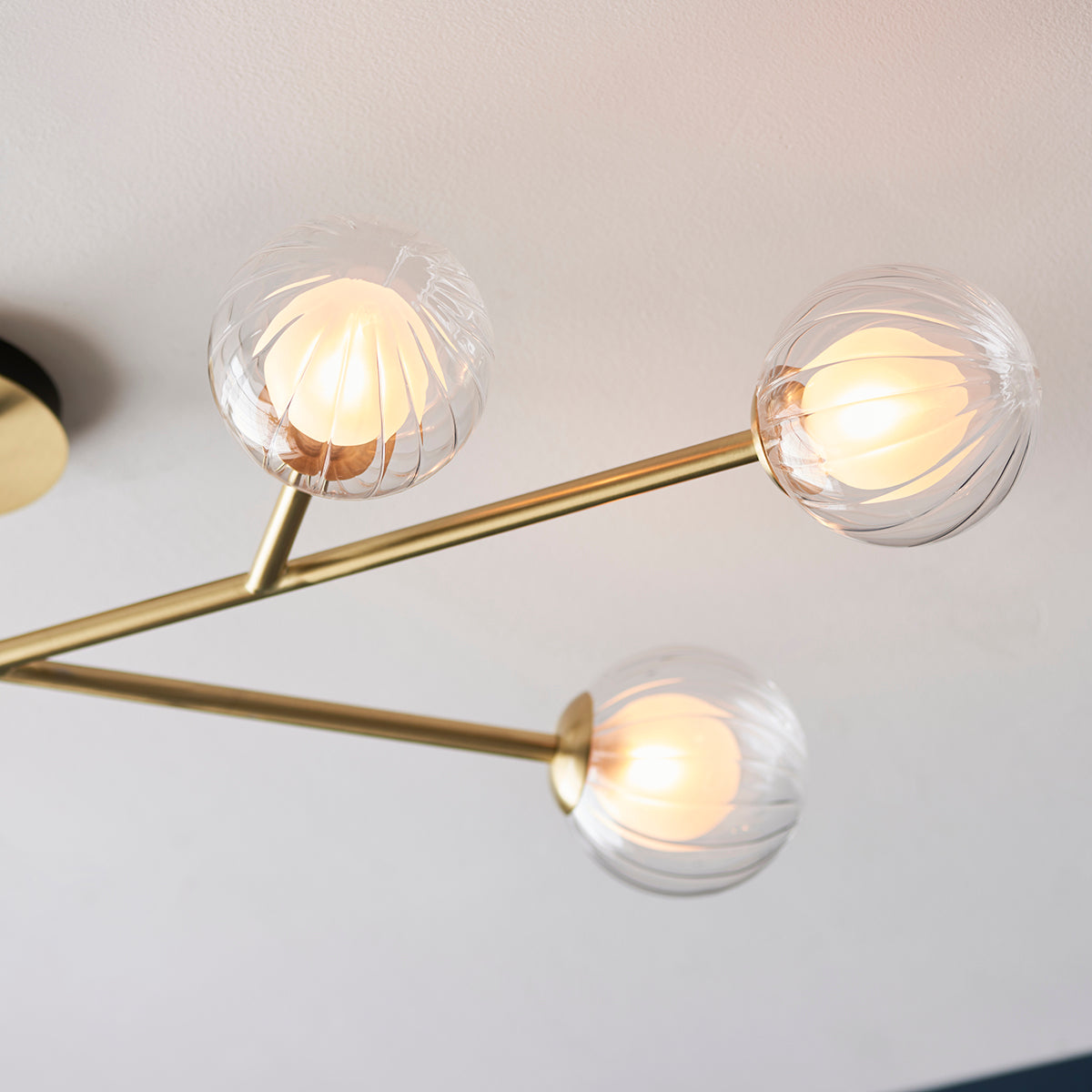 Ariella Frosted Glass Semi Flush Light in Satin Brass