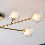 Ariella Frosted Glass Semi Flush Light in Satin Brass
