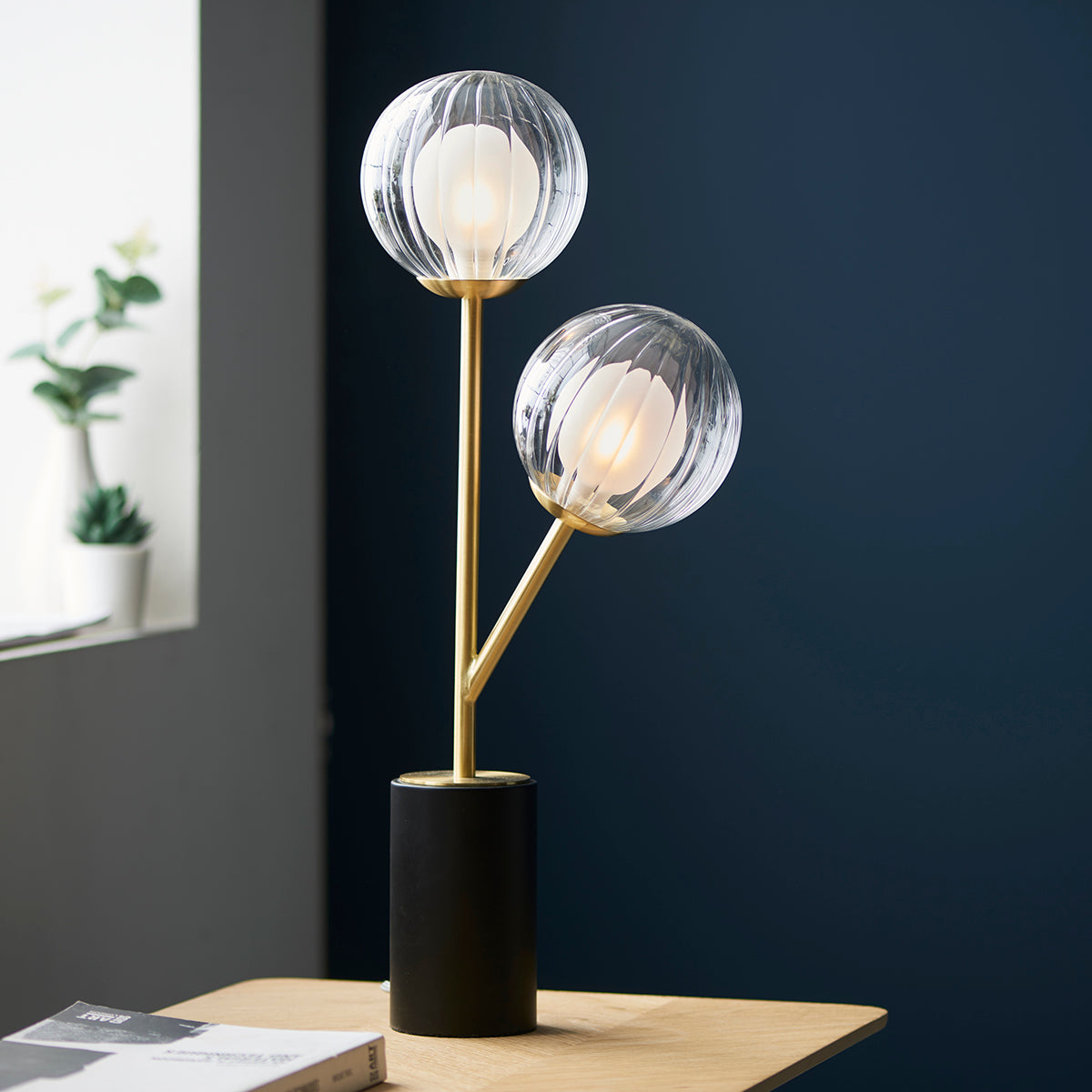 Ariella Frosted Glass Table Light in Satin Brass