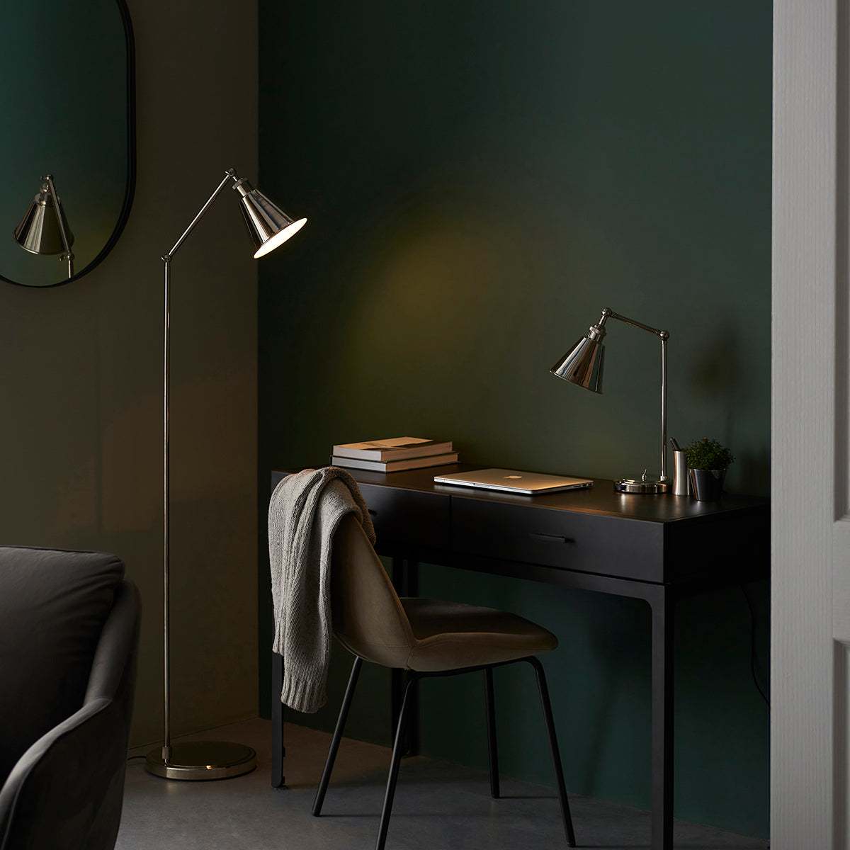 Felton Floor Light in Bright Nickel