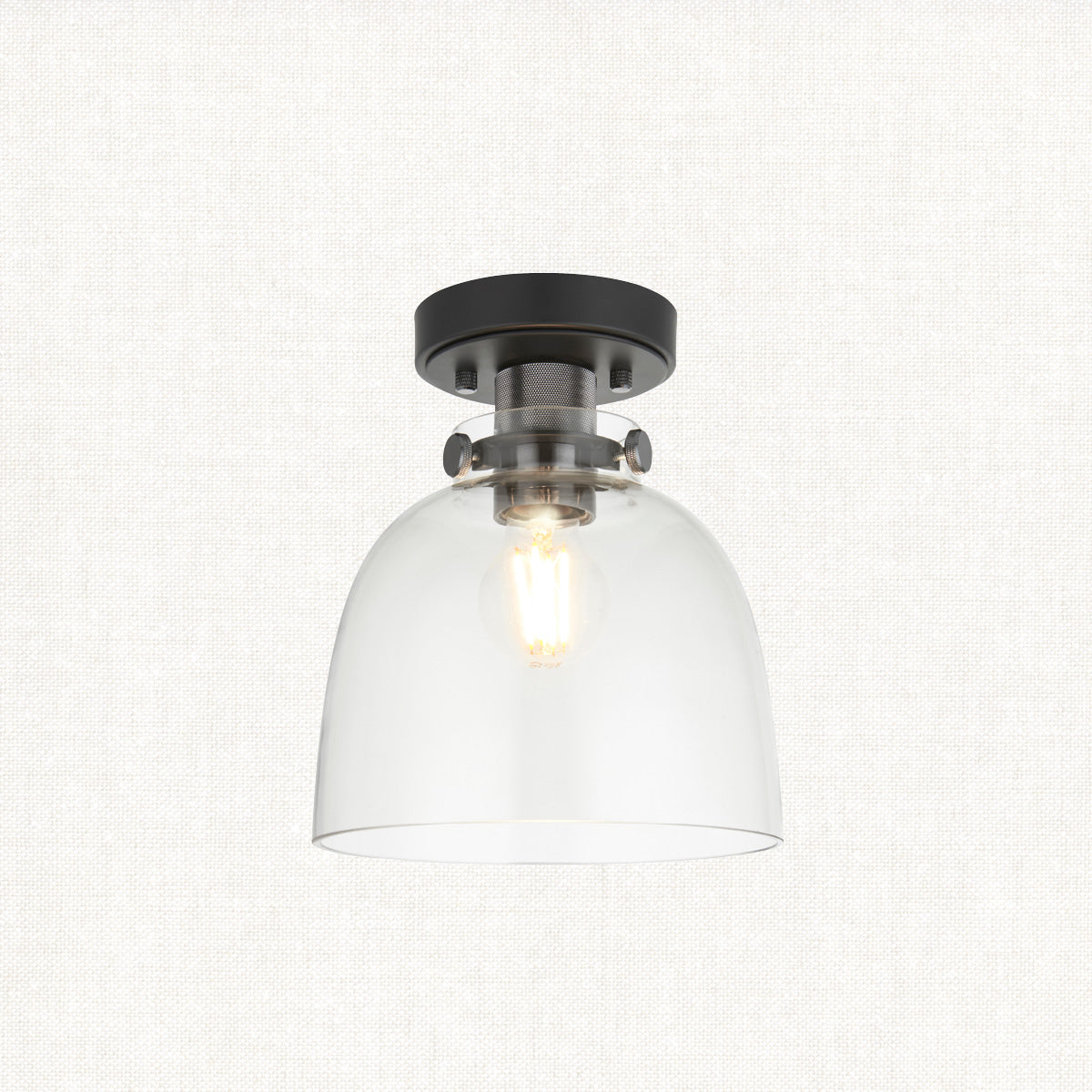 Hayden Tinted Glass Flush Light in Black Chrome