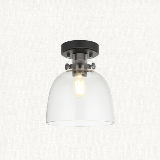 Hayden Tinted Glass Flush Light in Black Chrome