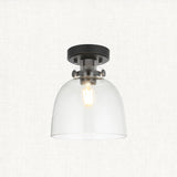 Hayden Tinted Glass Flush Light in Black Chrome