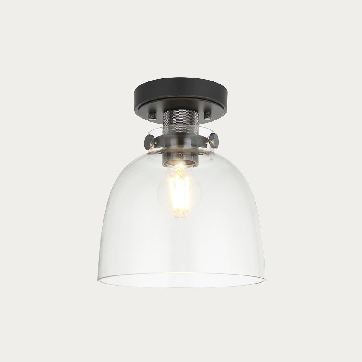 Hayden Tinted Glass Flush Light in Black Chrome