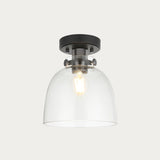Hayden Tinted Glass Flush Light in Black Chrome