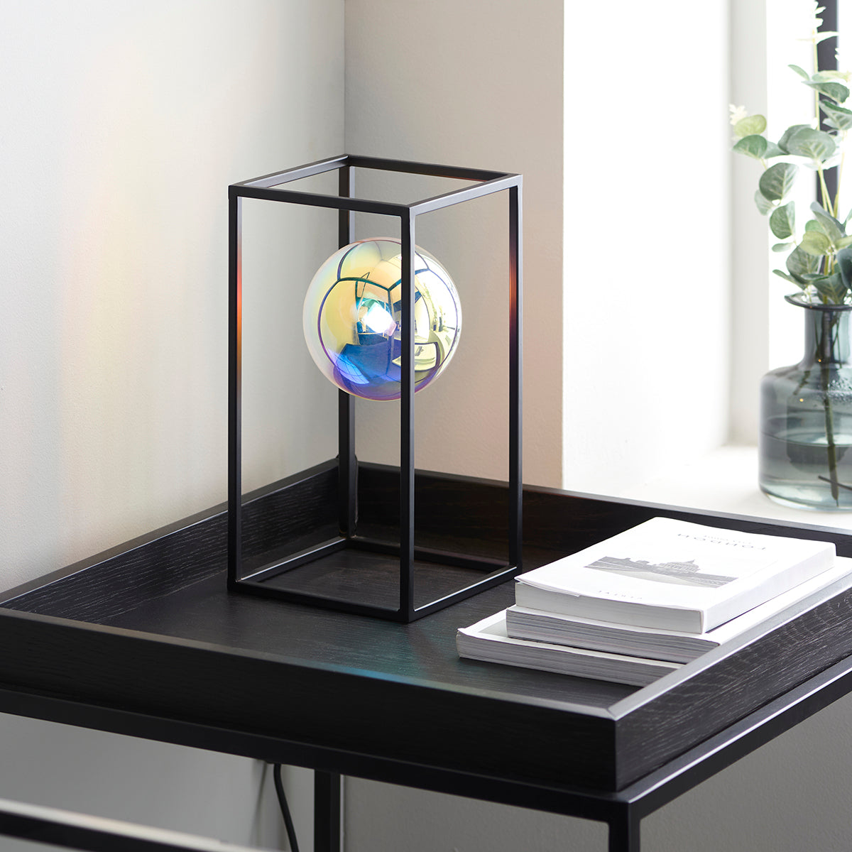 Draven Open Frame Table Light with Iridescent Glass