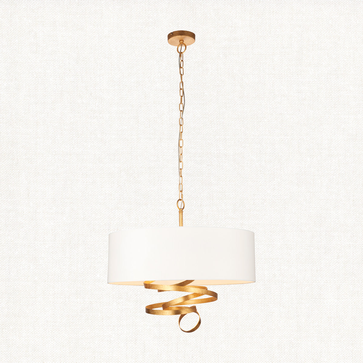 Vivienne Gold Ribbon Pendant with Ivory Shade