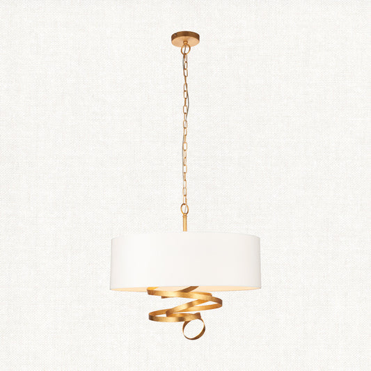 Vivienne Gold Ribbon Pendant with Ivory Shade