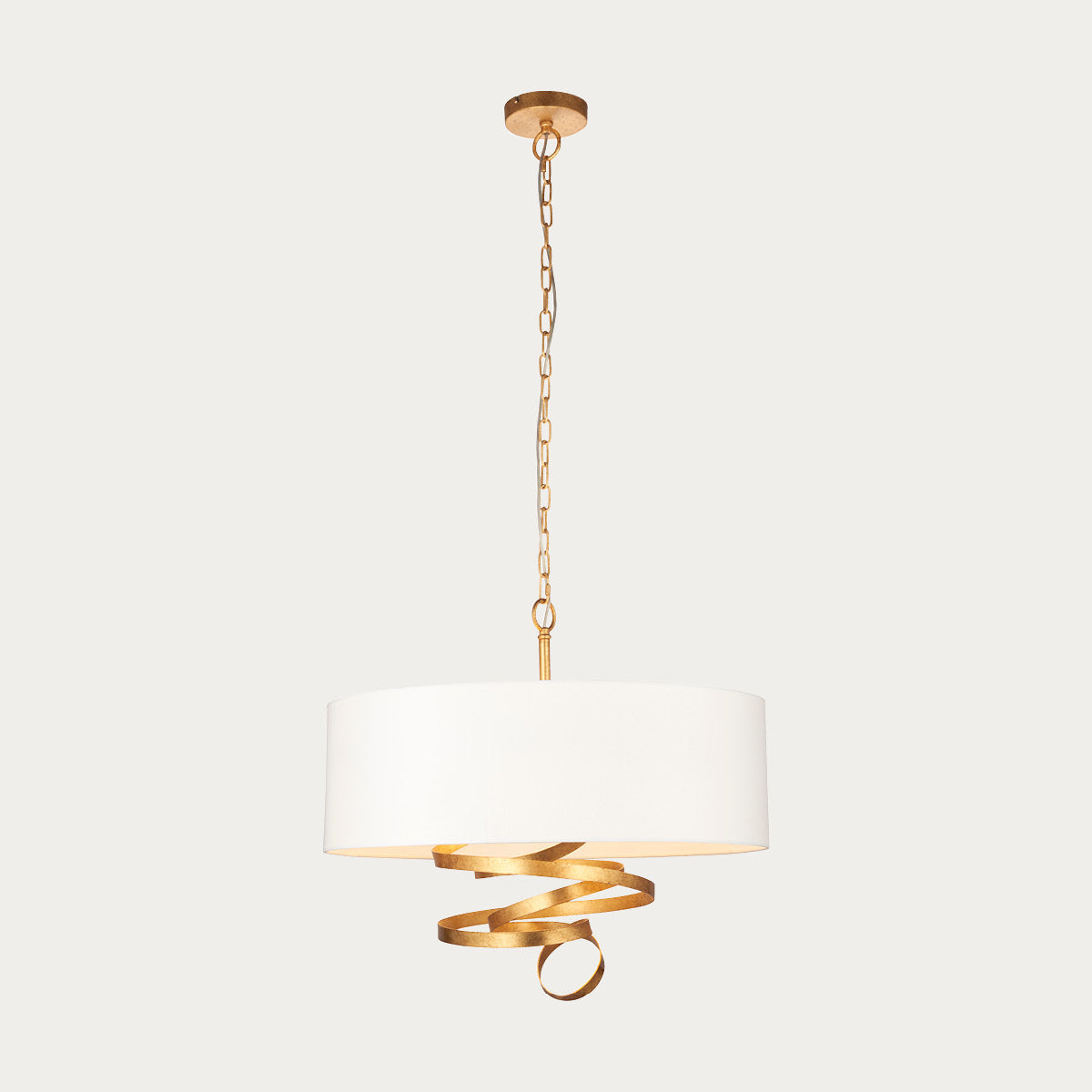 Vivienne Gold Ribbon Pendant with Ivory Shade