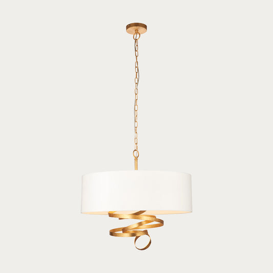 Vivienne Gold Ribbon Pendant with Ivory Shade
