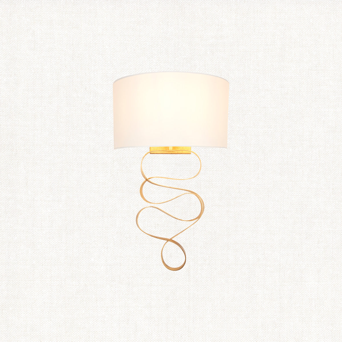 Vivienne Gold Ribbon Wall Light with Ivory Shade