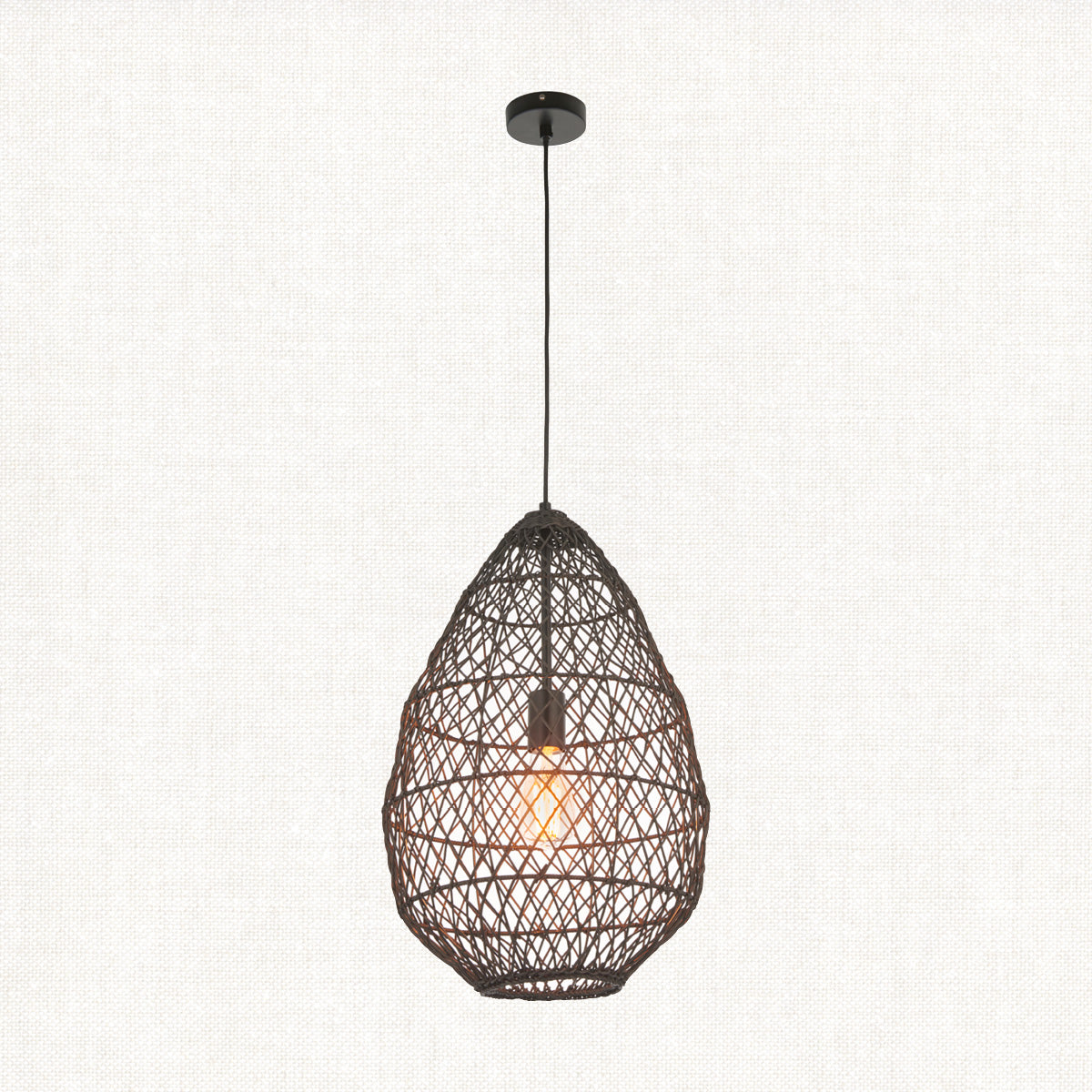 Ezra Pendant in Black Rattan