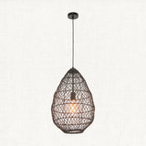 Ezra Pendant in Black Rattan