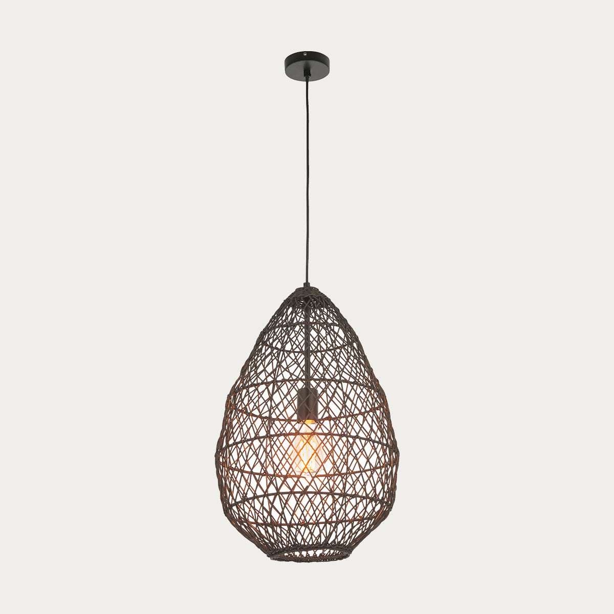 Ezra Pendant in Black Rattan
