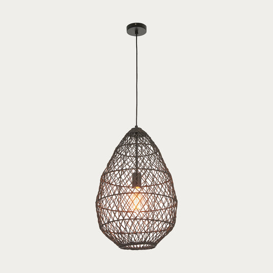 Ezra Pendant in Black Rattan
