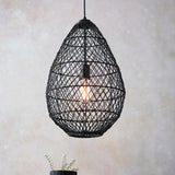 Ezra Pendant in Black Rattan