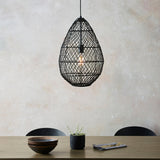 Ezra Pendant in Black Rattan